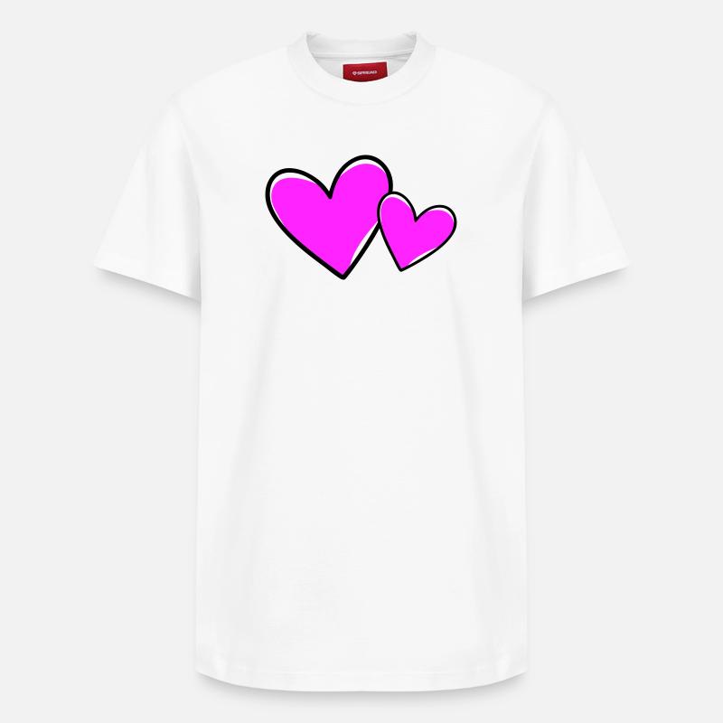 Coeurs Symbole Amour - T-shirt unisexe décontracté en coton Supima – de SPREAD - blanc