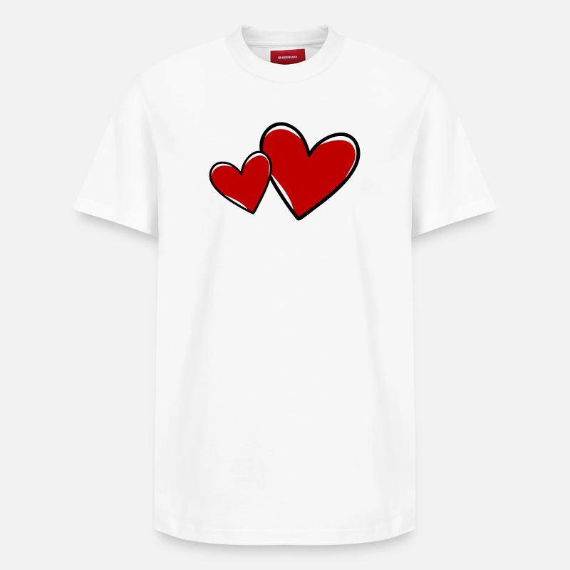 Coeurs Symbole Amour - T-shirt unisexe décontracté en coton Supima – de SPREAD - blanc