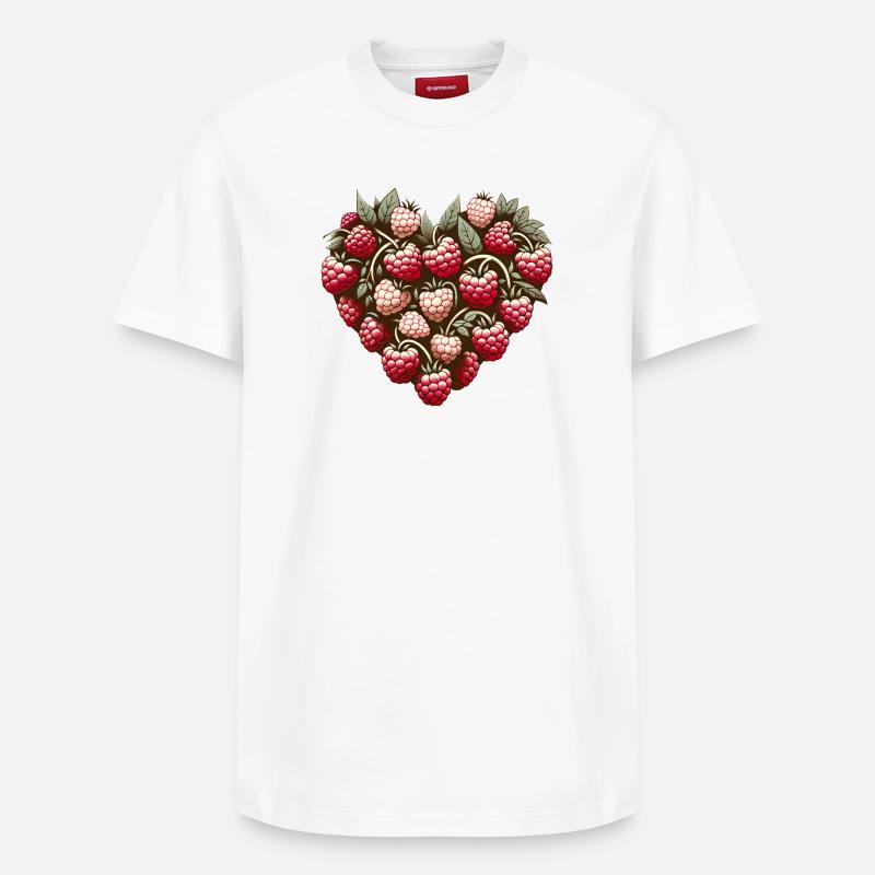 Raspberry Heart Pattern - Relaxed Unisex Supima Cotton T-Shirt – by SPREAD - white