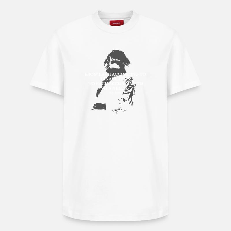 Citation de Karl Marx - T-shirt unisexe décontracté en coton Supima – de SPREAD - blanc