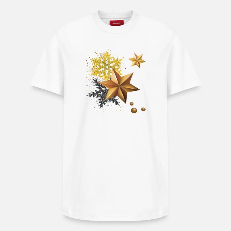 Étoiles dorées pour Noël - T-shirt unisexe décontracté en coton Supima – de SPREAD - blanc
