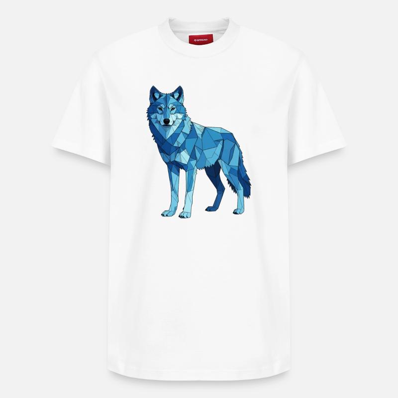 Blauer Polygonwolf - Relaxed Unisex Supima Cotton T-Shirt – von SPREAD - Weiß