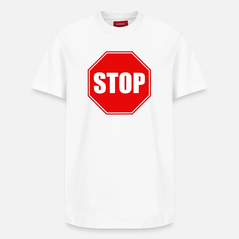 Stop  - T-shirt unisexe décontracté en coton Supima – de SPREAD - blanc