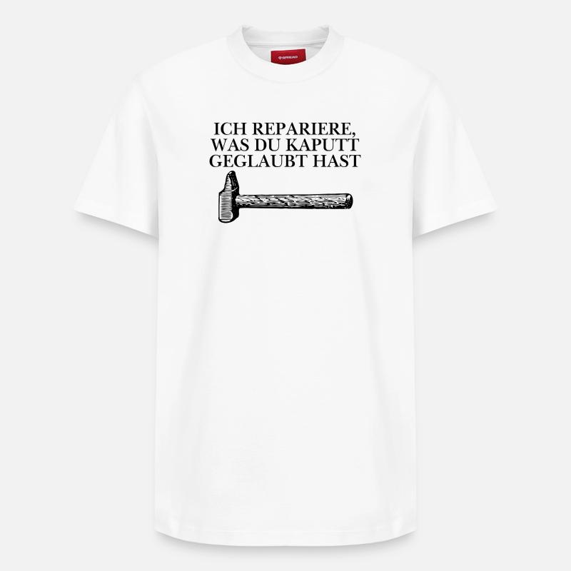 Handwerker Design - Relaxed Unisex Supima Cotton T-Shirt – von SPREAD - Weiß