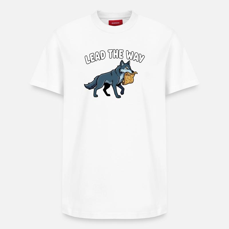 Lead the Way Wolf mit Pergament - Relaxed Unisex Supima Cotton T-Shirt – von SPREAD - Weiß