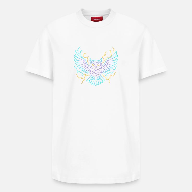 Chouette néon avec des éclairs - T-shirt unisexe décontracté en coton Supima – de SPREAD - blanc