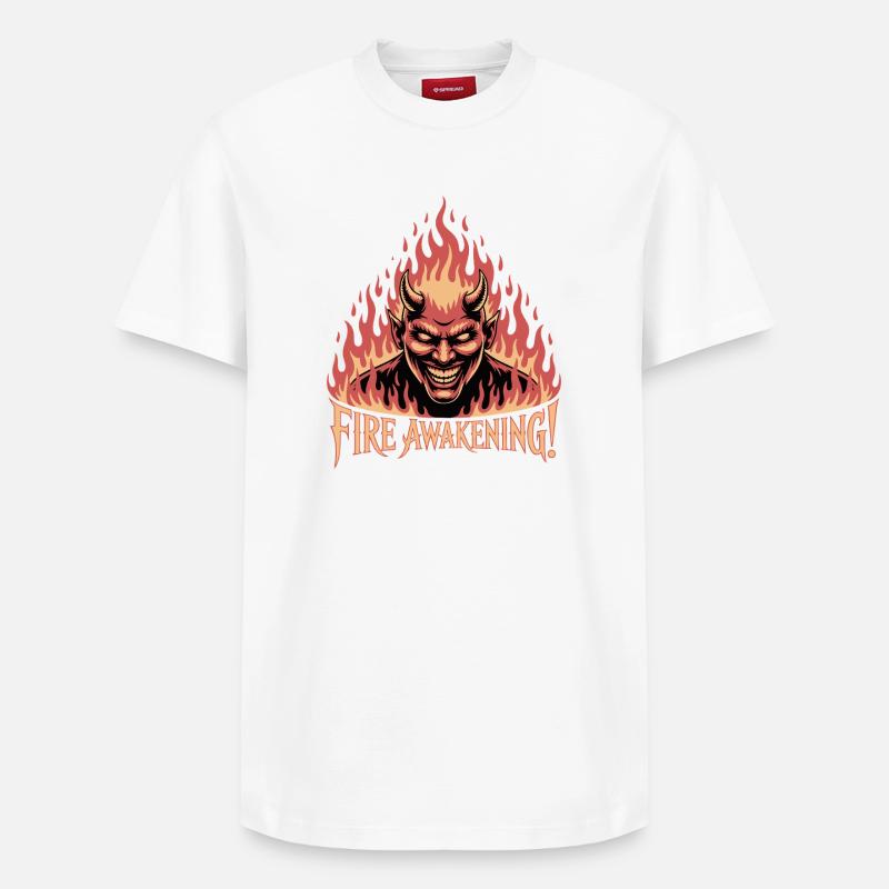 Feuererweckender Dämonenausbruch - Relaxed Unisex Supima Cotton T-Shirt – von SPREAD - Weiß