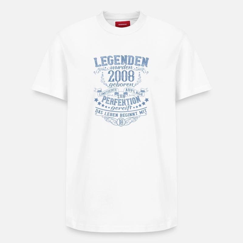 Légendes nées en 2008 Emblème - T-shirt unisexe décontracté en coton Supima – de SPREAD - blanc