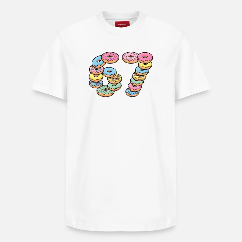 Pastel Donut Stack 67 Pattern - Relaxed Unisex Supima Cotton T-Shirt – by SPREAD - white