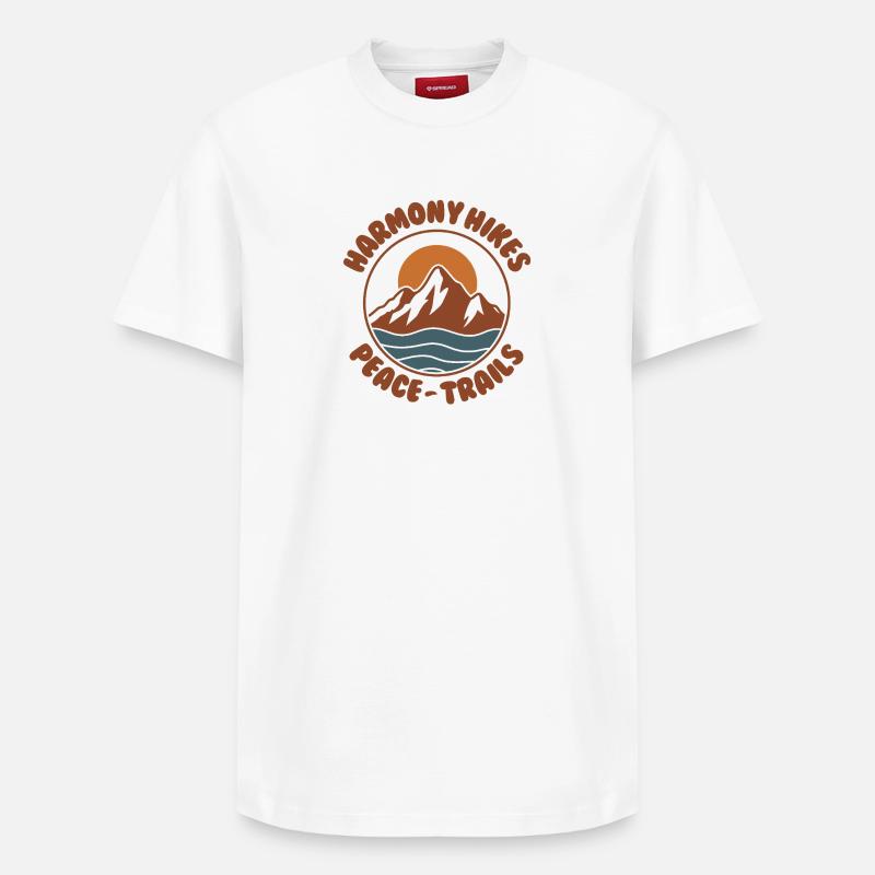 Randonnée harmonieuse Mountain Design Rétro - T-shirt unisexe décontracté en coton Supima – de SPREAD - blanc