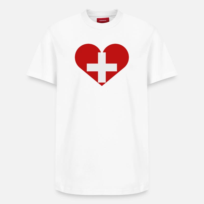 Drapeau suisse - T-shirt unisexe décontracté en coton Supima – de SPREAD - blanc