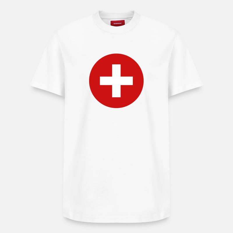 Manche du drapeau suisse - T-shirt unisexe décontracté en coton Supima – de SPREAD - blanc