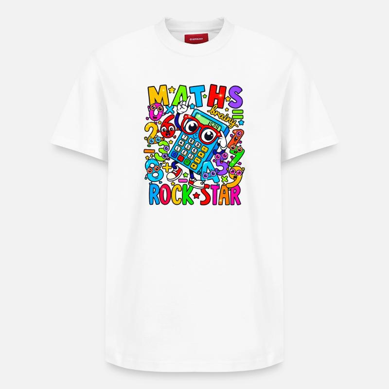 Math Rock Star Rechner Neon - Relaxed Unisex Supima Cotton T-Shirt – von SPREAD - Weiß