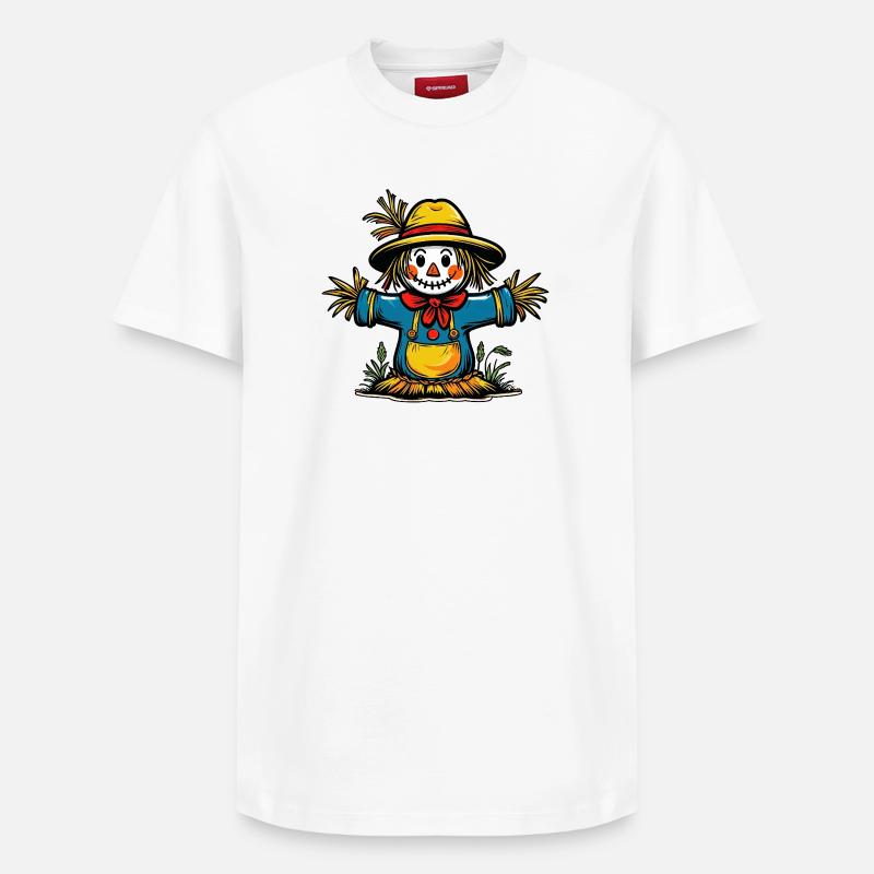 Conception d'Halloween de l'homme de paille - T-shirt unisexe décontracté en coton Supima – de SPREAD - blanc