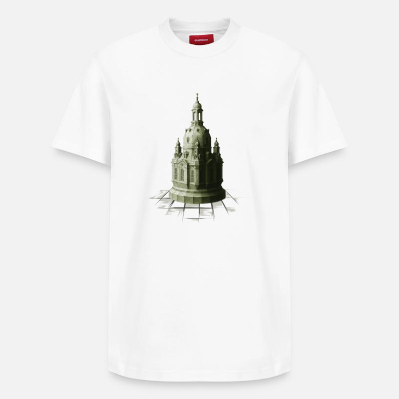 Low Poly Schach Dame Frauenkirche - Relaxed Unisex Supima Cotton T-Shirt – von SPREAD - Weiß