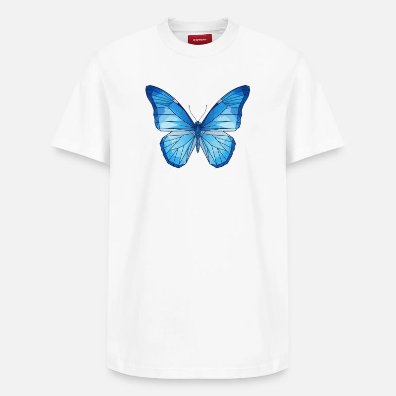 Papillon bleu géométrique - T-shirt unisexe décontracté en coton Supima – de SPREAD - blanc