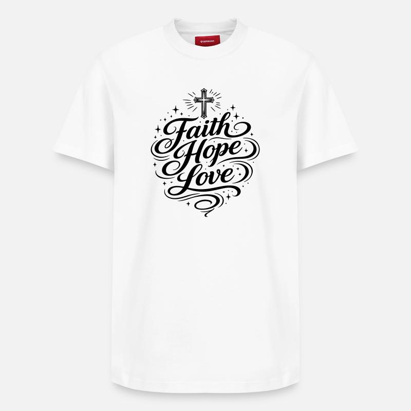 Foi Espoir Amour chrétien - T-shirt unisexe décontracté en coton Supima – de SPREAD - blanc