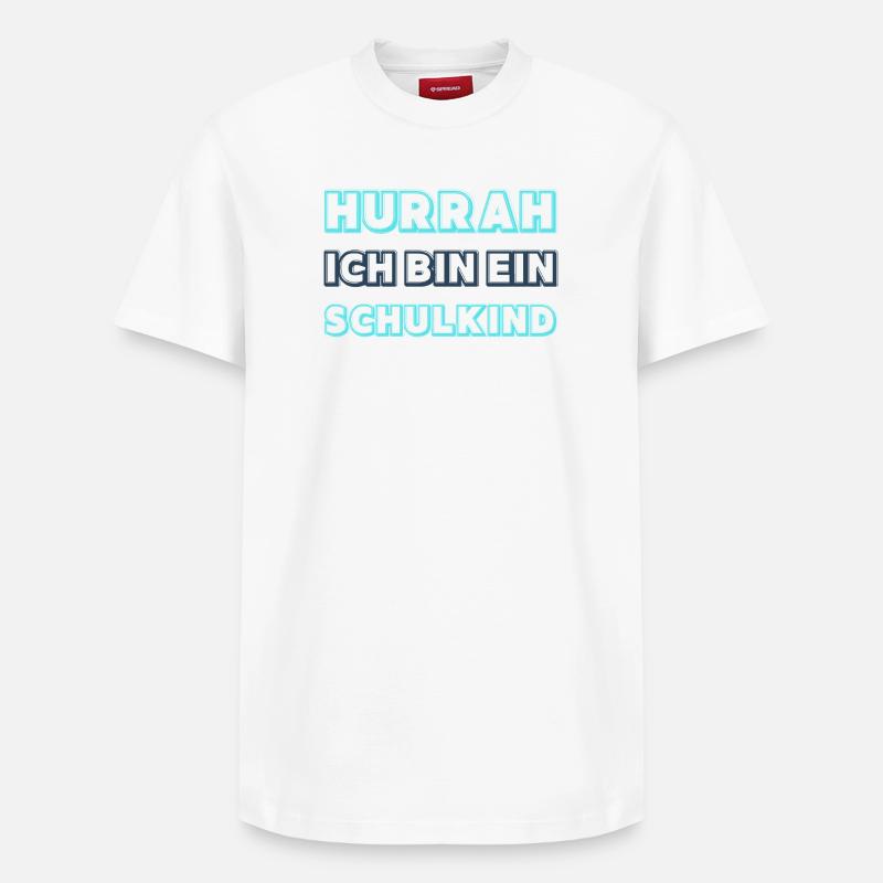 Hourra, Écolier Garçon Bleu Néon - T-shirt unisexe décontracté en coton Supima – de SPREAD - blanc