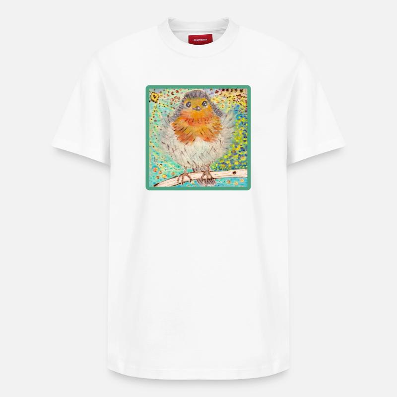 Rotkehlchen /Robin - Relaxed Unisex Supima Cotton T-Shirt – von SPREAD - Weiß