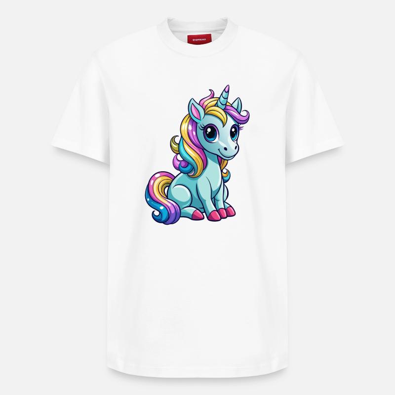 Sitzendes Einhorn - Relaxed Unisex Supima Cotton T-Shirt – von SPREAD - Weiß
