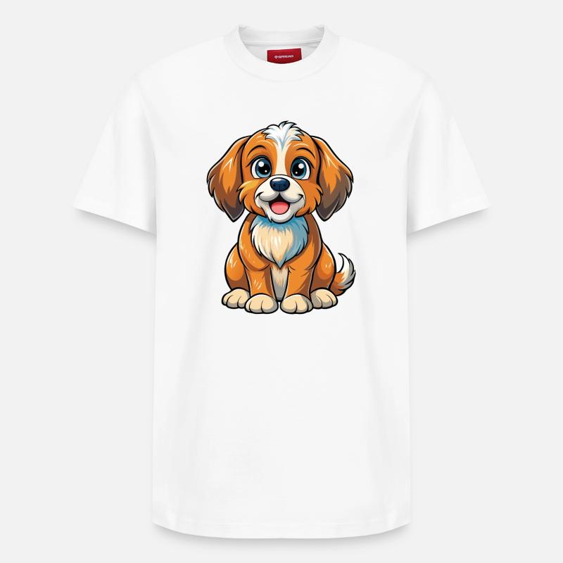 Chiot assis - T-shirt unisexe décontracté en coton Supima – de SPREAD - blanc