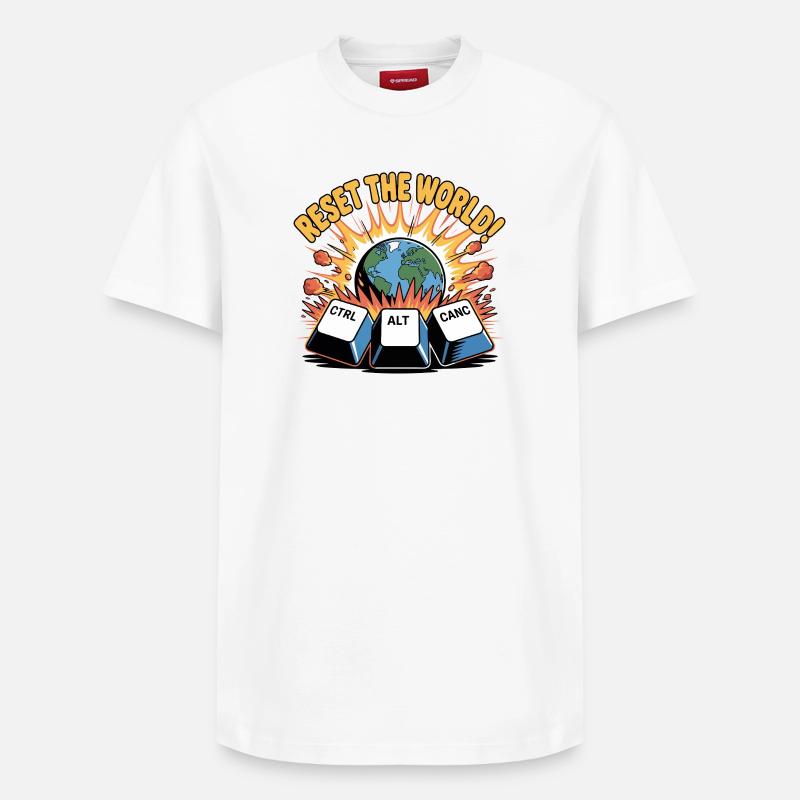 Réinitialiser le Clavier Mondial Redémarrer - T-shirt unisexe décontracté en coton Supima – de SPREAD - blanc