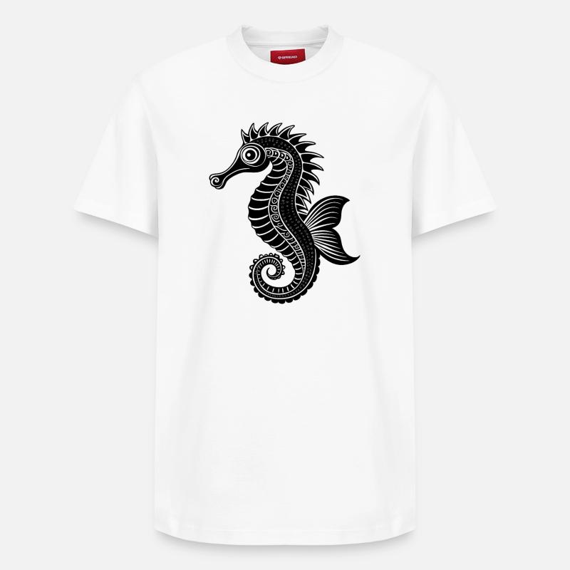 Hippocampe - T-shirt unisexe décontracté en coton Supima – de SPREAD - blanc