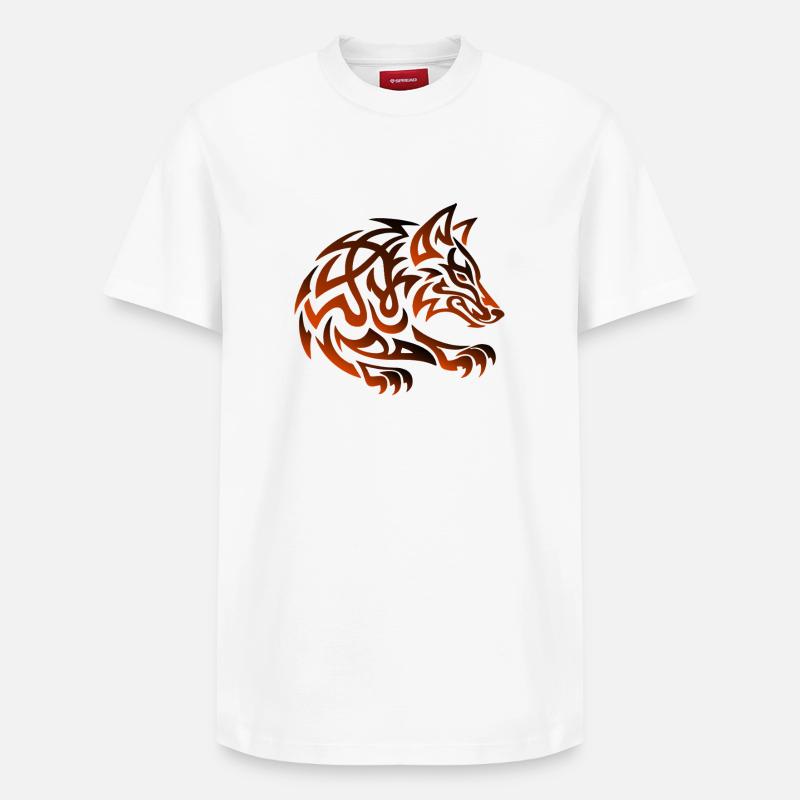 Tribal Wolf Ember - T-shirt unisexe décontracté en coton Supima – de SPREAD - blanc