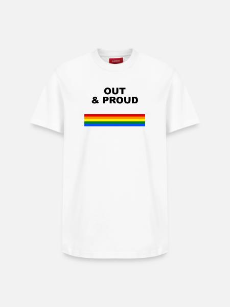 Out & Proud Regenbogen Flaggen Design - Relaxed Unisex Supima Cotton T-Shirt – von SPREAD - Weiß