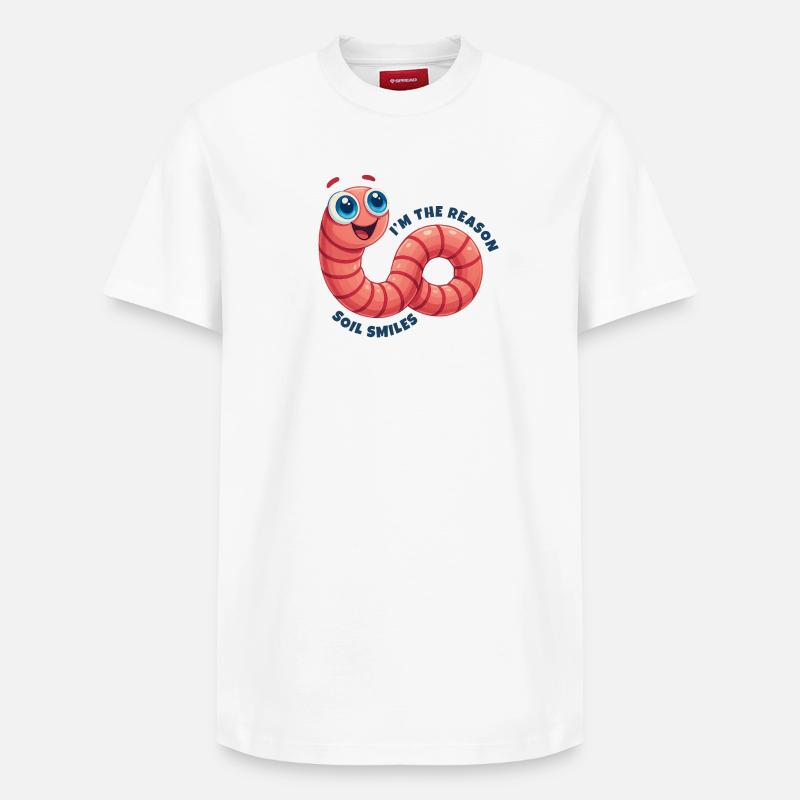 Vers de terre joyeux - T-shirt unisexe décontracté en coton Supima – de SPREAD - blanc