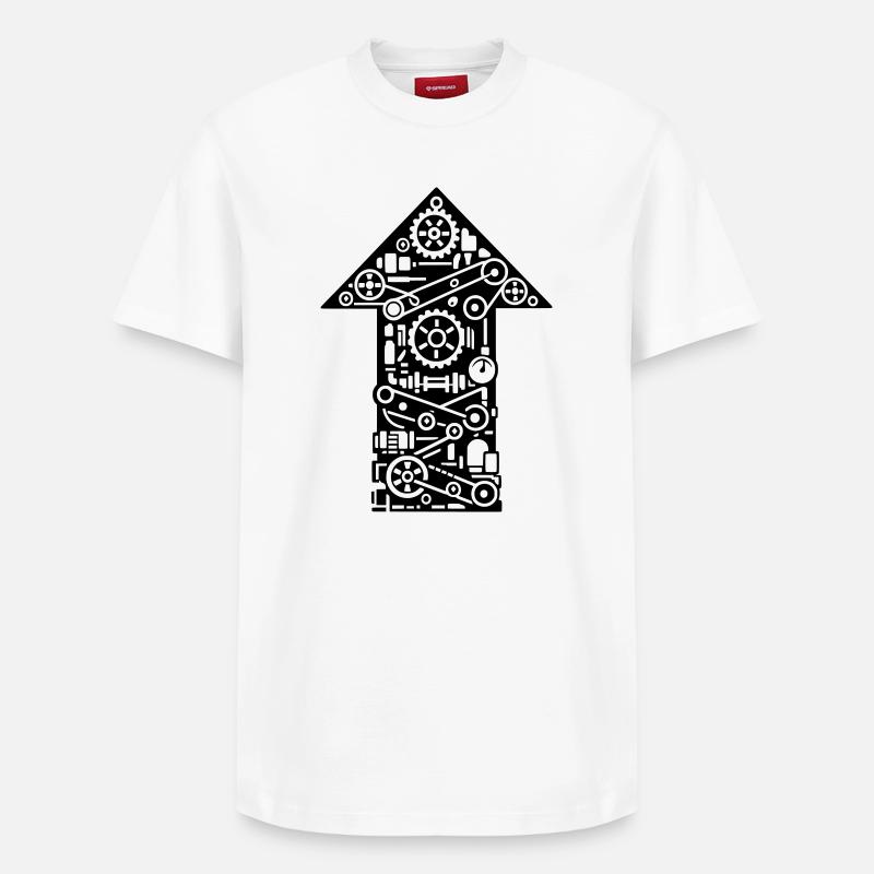 pfeil maschine technik  - Relaxed Unisex Supima Cotton T-Shirt – von SPREAD - Weiß
