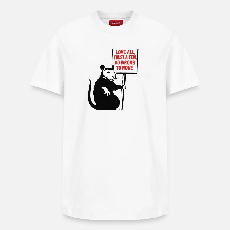 Ratte mit Protest-Schild - Relaxed Unisex Supima Cotton T-Shirt – von SPREAD - Weiß