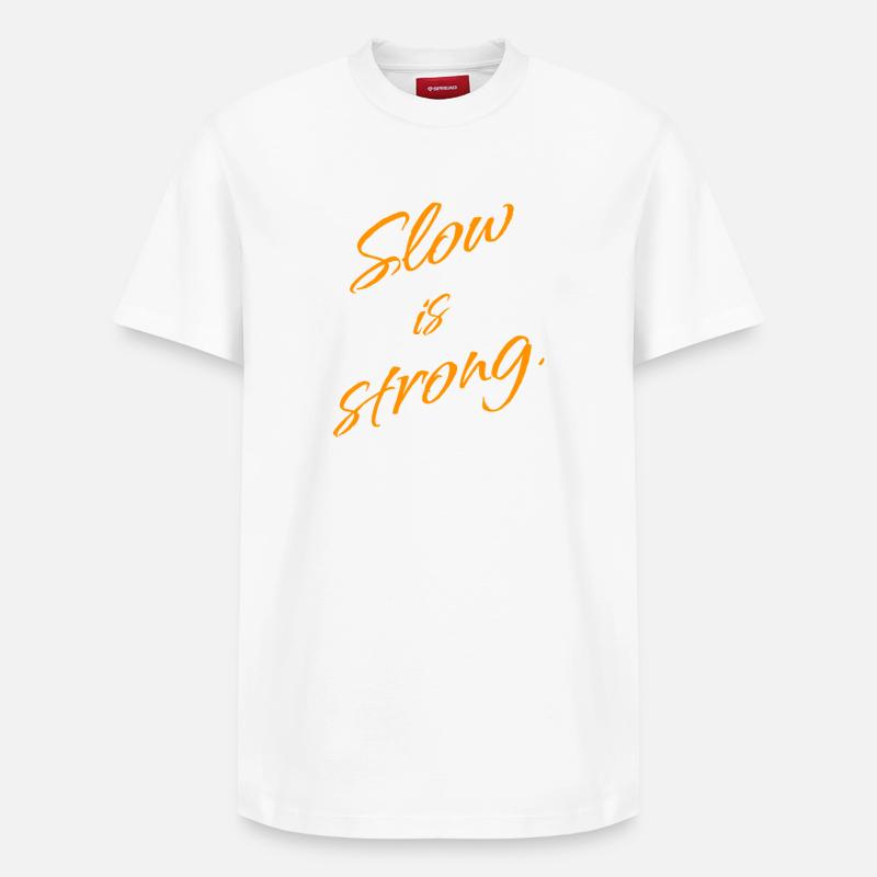 Slow is Strong – Calm Confidence - Relaxed Unisex Supima Cotton T-Shirt – von SPREAD - Weiß