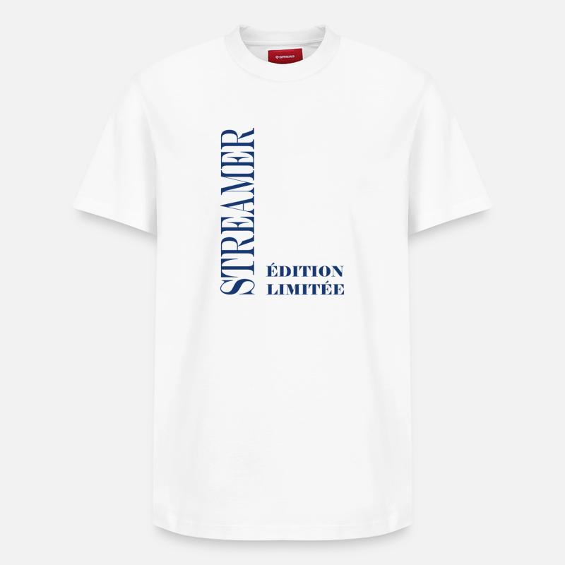 streamer Edition Limitee Serif Bleu - T-shirt unisexe décontracté en coton Supima – de SPREAD - blanc