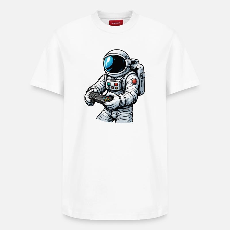 Astronaut mit Gamecontroller - Relaxed Unisex Supima Cotton T-Shirt – von SPREAD - Weiß