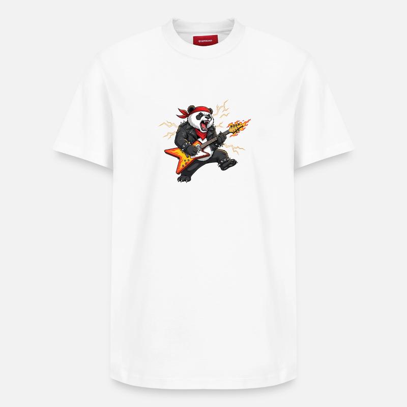 Panda Flame Guitar - T-shirt unisexe décontracté en coton Supima – de SPREAD - blanc