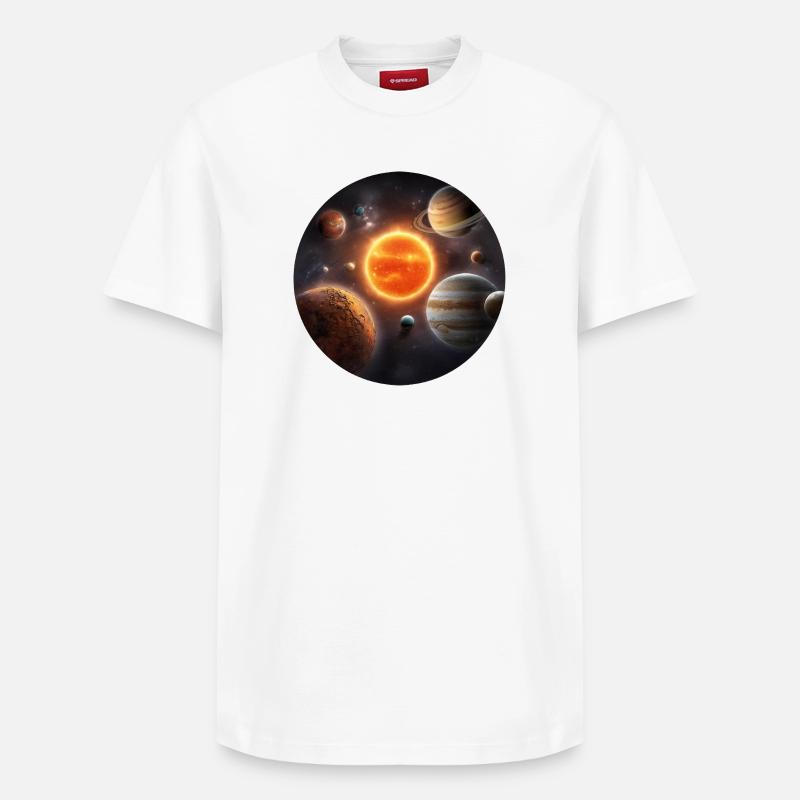 Astronomie Weltraum-Sonnensystem-Planetenumlaufbahn - Relaxed Unisex Supima Cotton T-Shirt – von SPREAD - Weiß