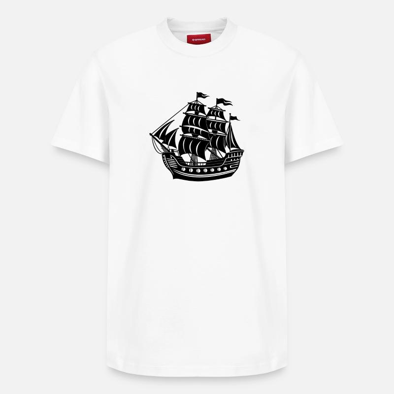 Piratenschiff - Relaxed Unisex Supima Cotton T-Shirt – von SPREAD - Weiß