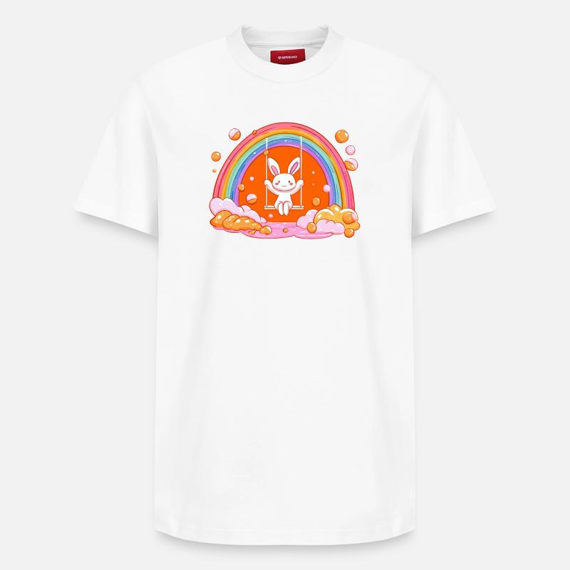 Kuschelbunny Regenbogen Schaukel - Relaxed Unisex Supima Cotton T-Shirt – von SPREAD - Weiß