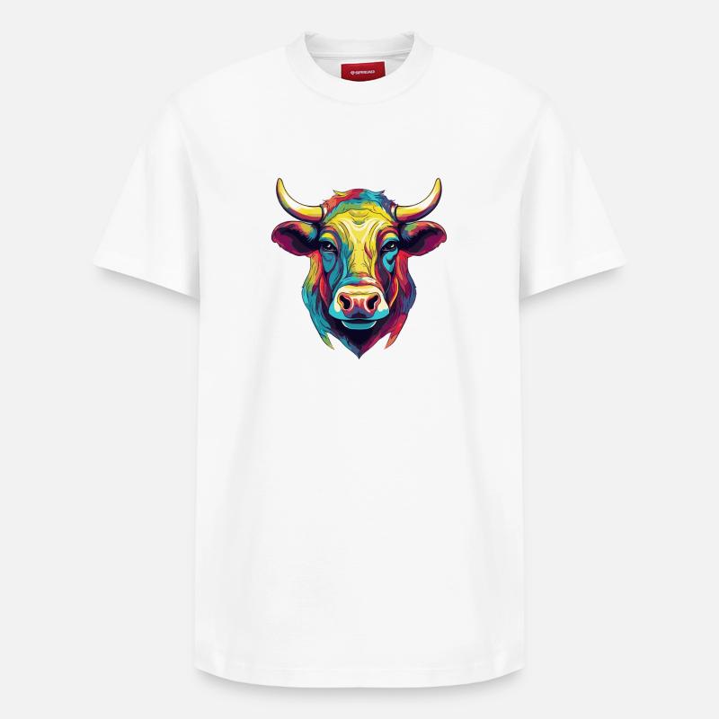 Bull Animal Comic - T-shirt unisexe décontracté en coton Supima – de SPREAD - blanc