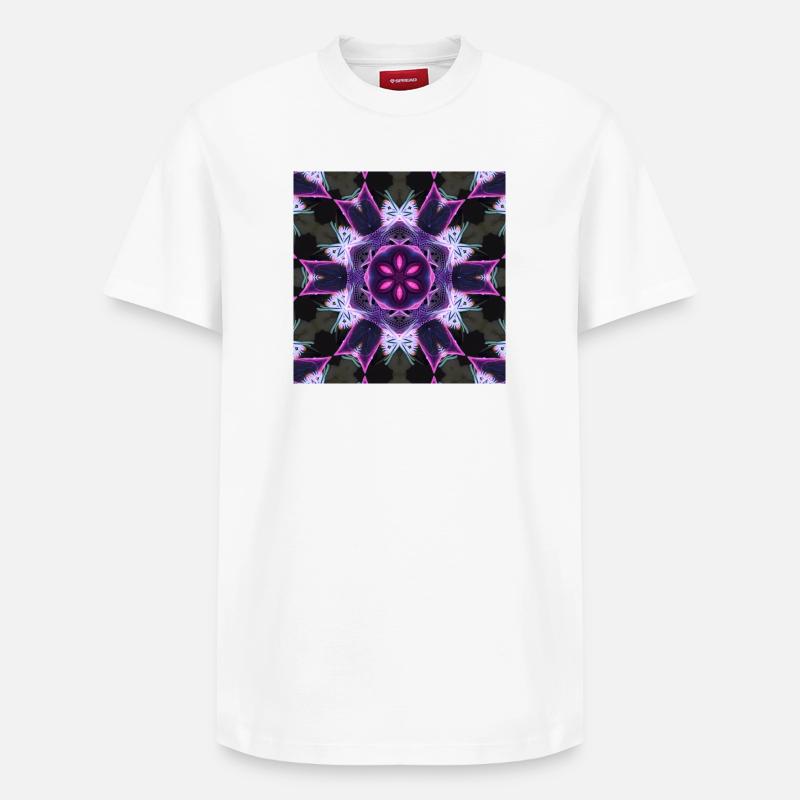 Kaléidoscope du mandala néon - T-shirt unisexe décontracté en coton Supima – de SPREAD - blanc
