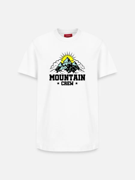 Mountain Crew Mountains - Relaxed Unisex Supima Cotton T-Shirt – by SPREAD - white