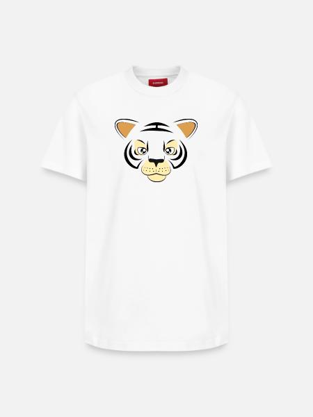 Cool Tiger Face Graphic Big Cat Wildlife Art - T-shirt unisex met relaxed fit van Supima-katoen – van SPREAD - wit