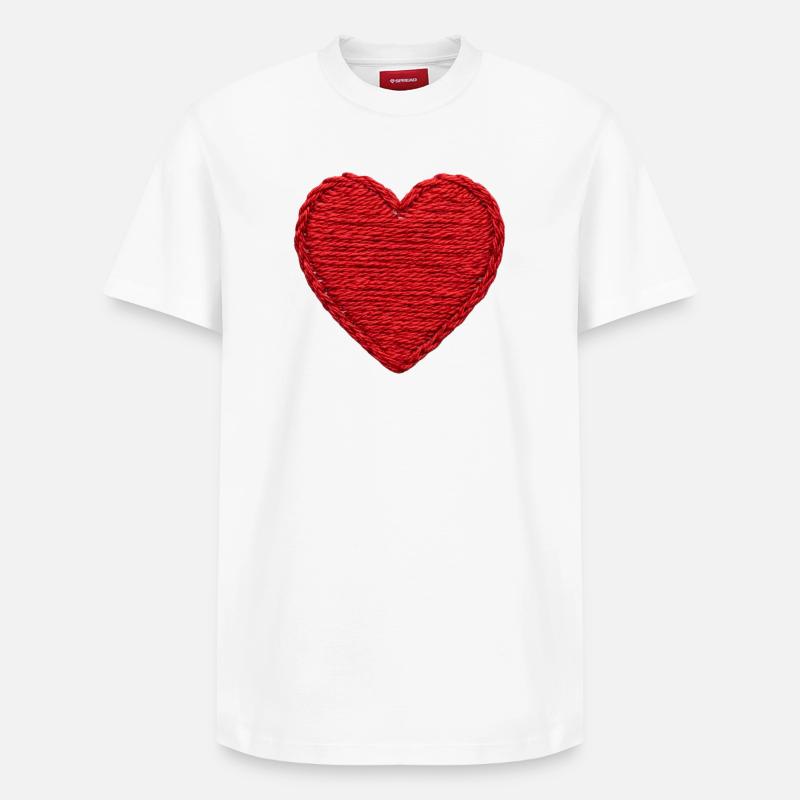 Cœur dans un style brodé (imprimé) - T-shirt unisexe décontracté en coton Supima – de SPREAD - blanc