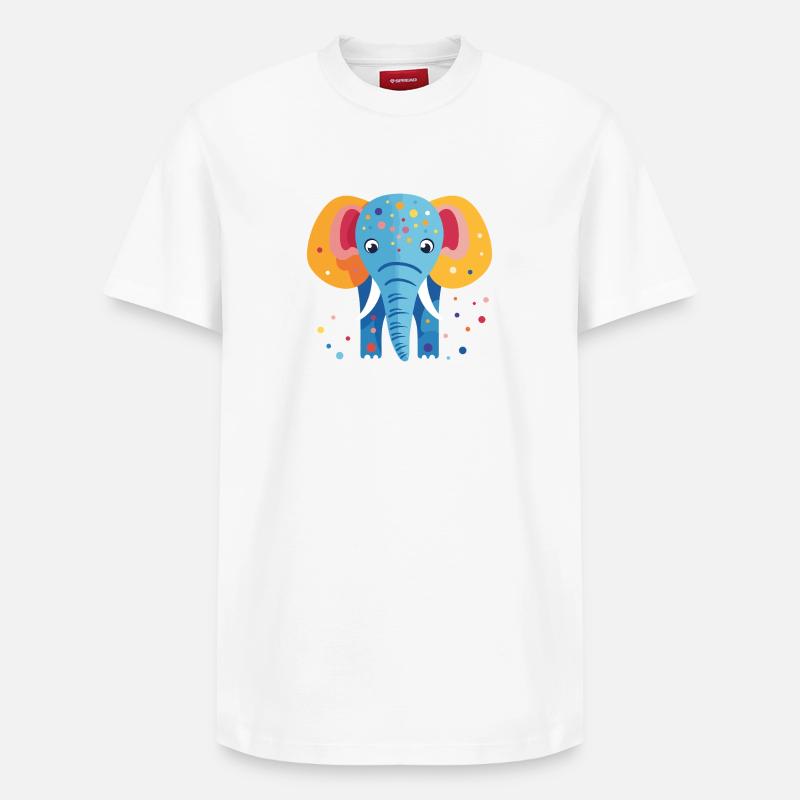 Bunter Elefantenkonfetti - Relaxed Unisex Supima Cotton T-Shirt – von SPREAD - Weiß