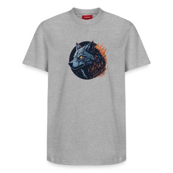Loup nocturne  - T-shirt unisexe décontracté en coton Supima – de SPREAD - blanc - Devant - AI Model Female 172 dark (172cm) & AI Model Male 185 dark (185cm)