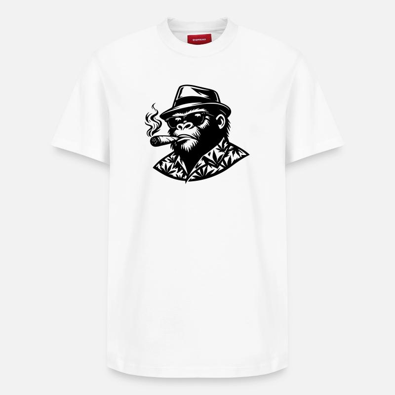 Monkey Smoke - Relaxed Unisex Supima Cotton T-Shirt – by SPREAD - white