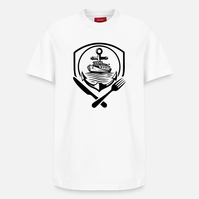 Logo batelier pour restaurant - T-shirt unisexe décontracté en coton Supima – de SPREAD - blanc