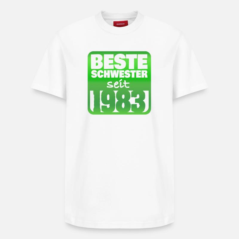 Schwester 1983 - Relaxed Unisex Supima Cotton T-Shirt – von SPREAD - Weiß