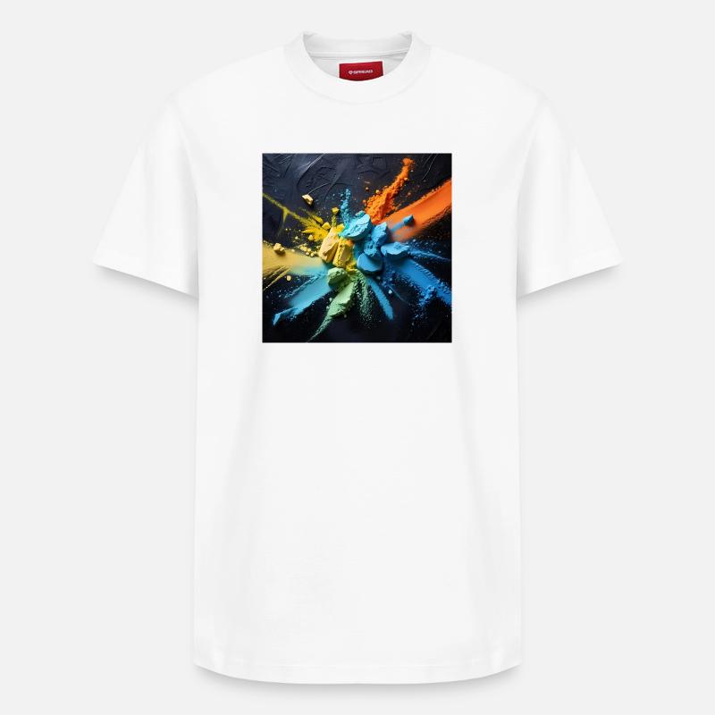 Explosion de poussière arc-en-ciel - T-shirt unisexe décontracté en coton Supima – de SPREAD - blanc